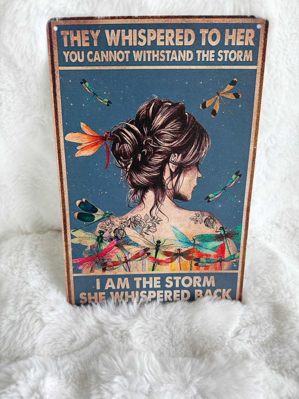 I Am The Storm Inspirational Blue Dragonfly Wall Poster